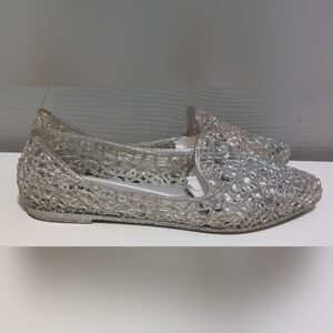 Vintage Refresh Silver Pointy Toe Jelly Flats Size 7.5